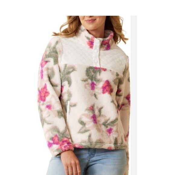 Tommy Bahama Sweaters - Tommy Bahama Fleece Beachway Blooms 1/4 Snap Pullover Jacket XS NEW $168